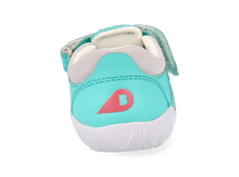 Sandalia deportiva barefoot I Walk Summit para niños en color turquesa de BOBUX, con sistema Steam, vista desde un lado